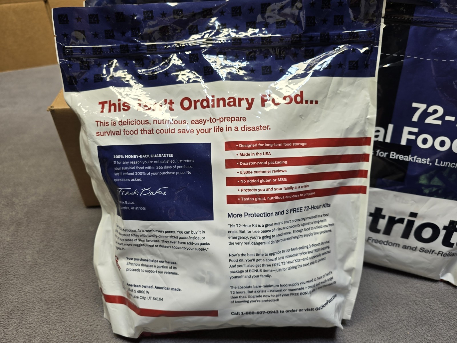 4PATRIOTS 72 Hour Survival Food Kit Lot Of 3 Packages Backpacking Camping