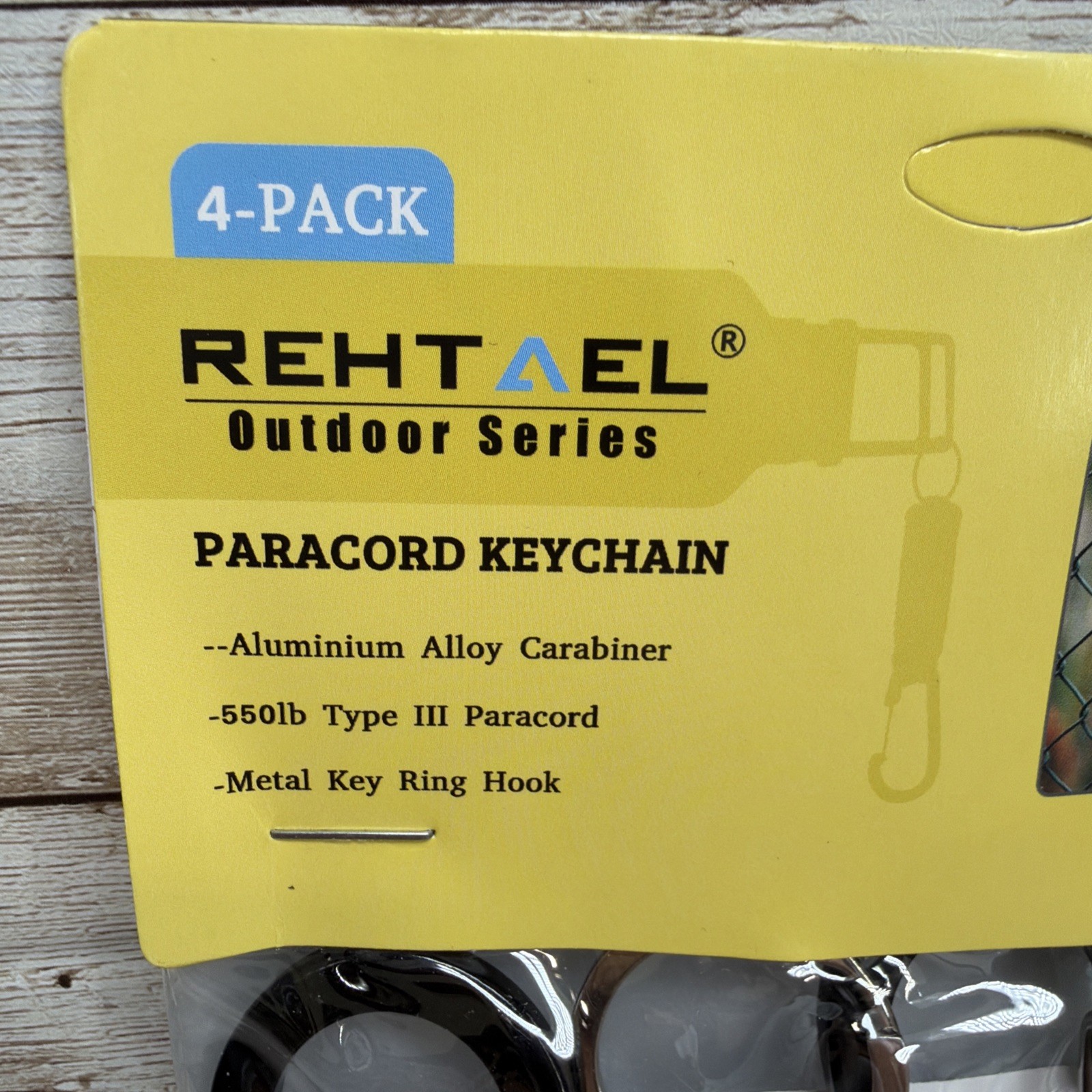 REHTAEL Keychain Paracord Carabiner Military Braided Heavy Duty Black & Camo NEW