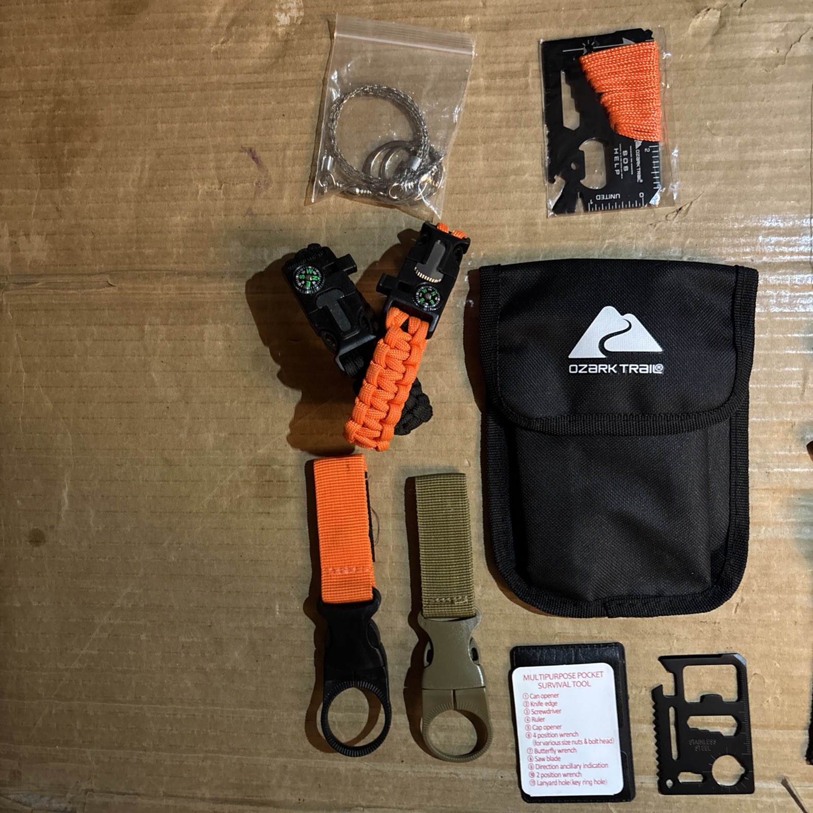 Ozark Trail Outdoor Survival Kit, Flashlight Knife Fire Starters Pouch