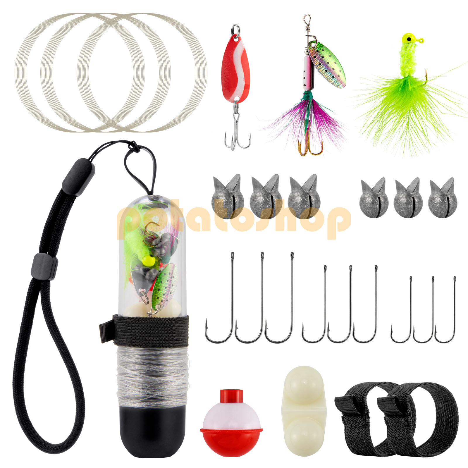 25pcs Pocket Reel Emergency Bug Out Bag Kit Survival Fishing Lead Weight Outdoor