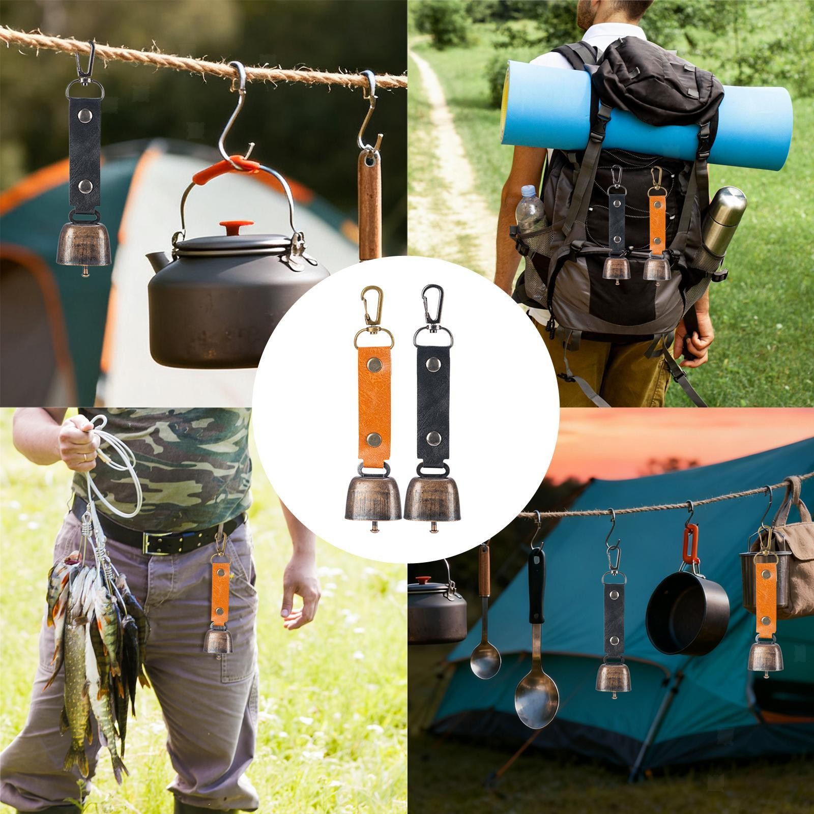 2x Loud Bear Bells Compact Backpacks Pendants for Trikking Survival Climbing