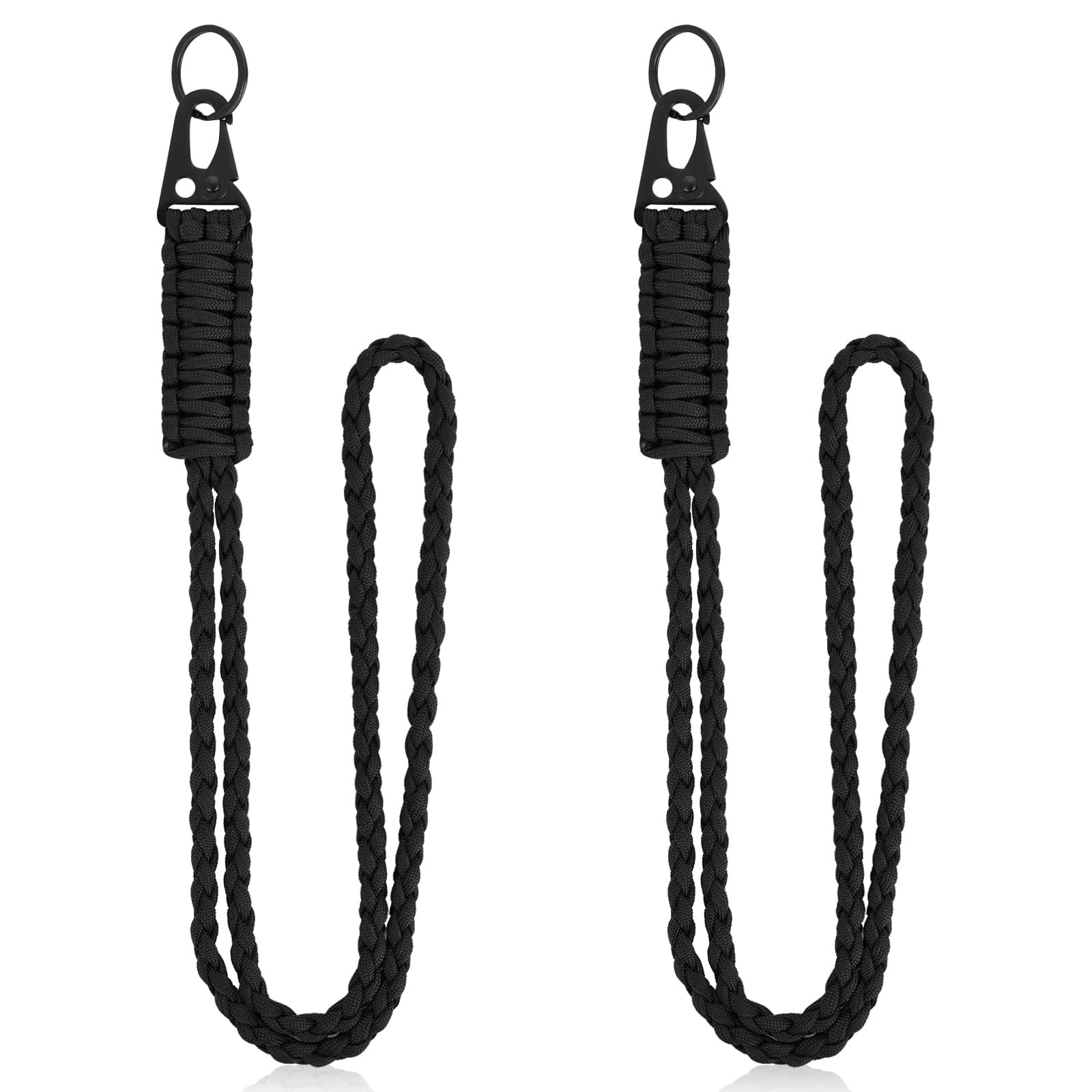 Tyqour 2Pcs Heavy Duty Paracord Lanyard Braided 16 cm x 24 x 1.8 cm, Black