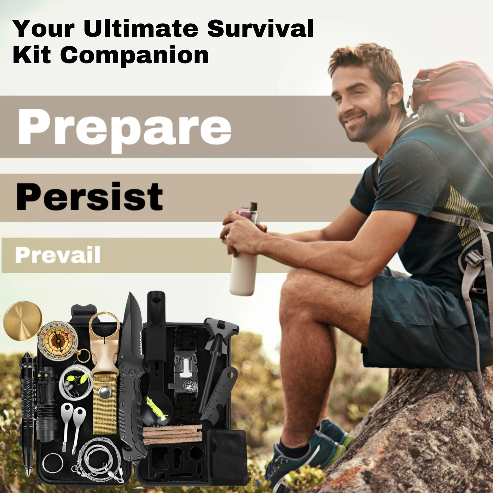 Survival Kit 28 in 1, Teakwood Survival Gear, Survival Gear Tool Emergency Tacti