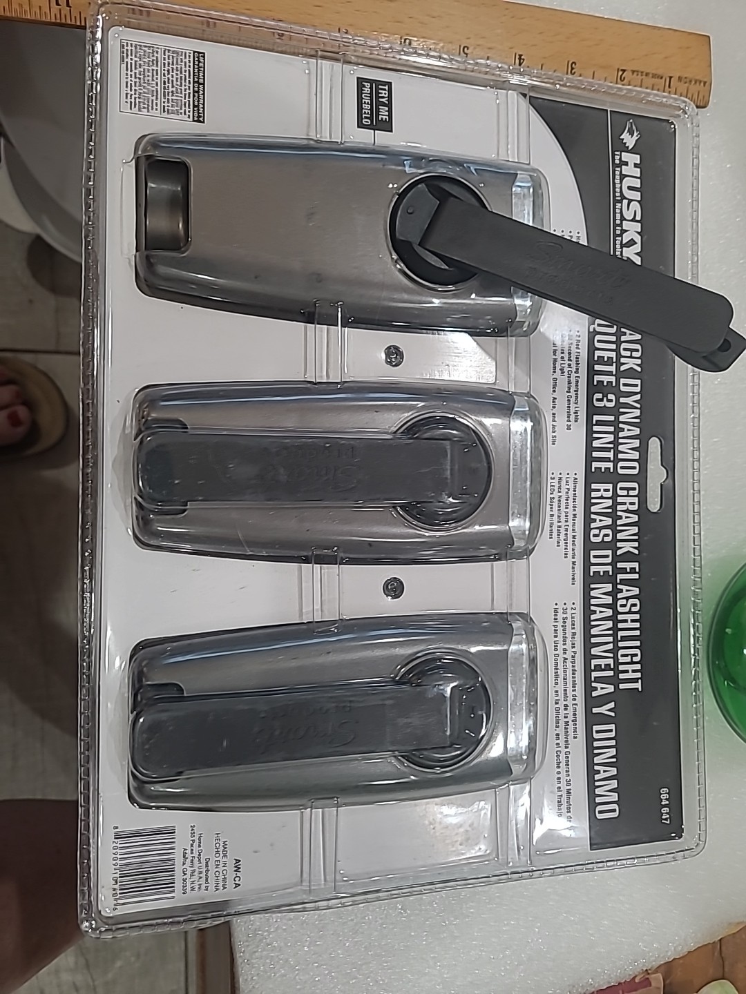 Husky 3 Pack Dynamo Crank Flashlight Survival Gear Prepare Storm NO batteries