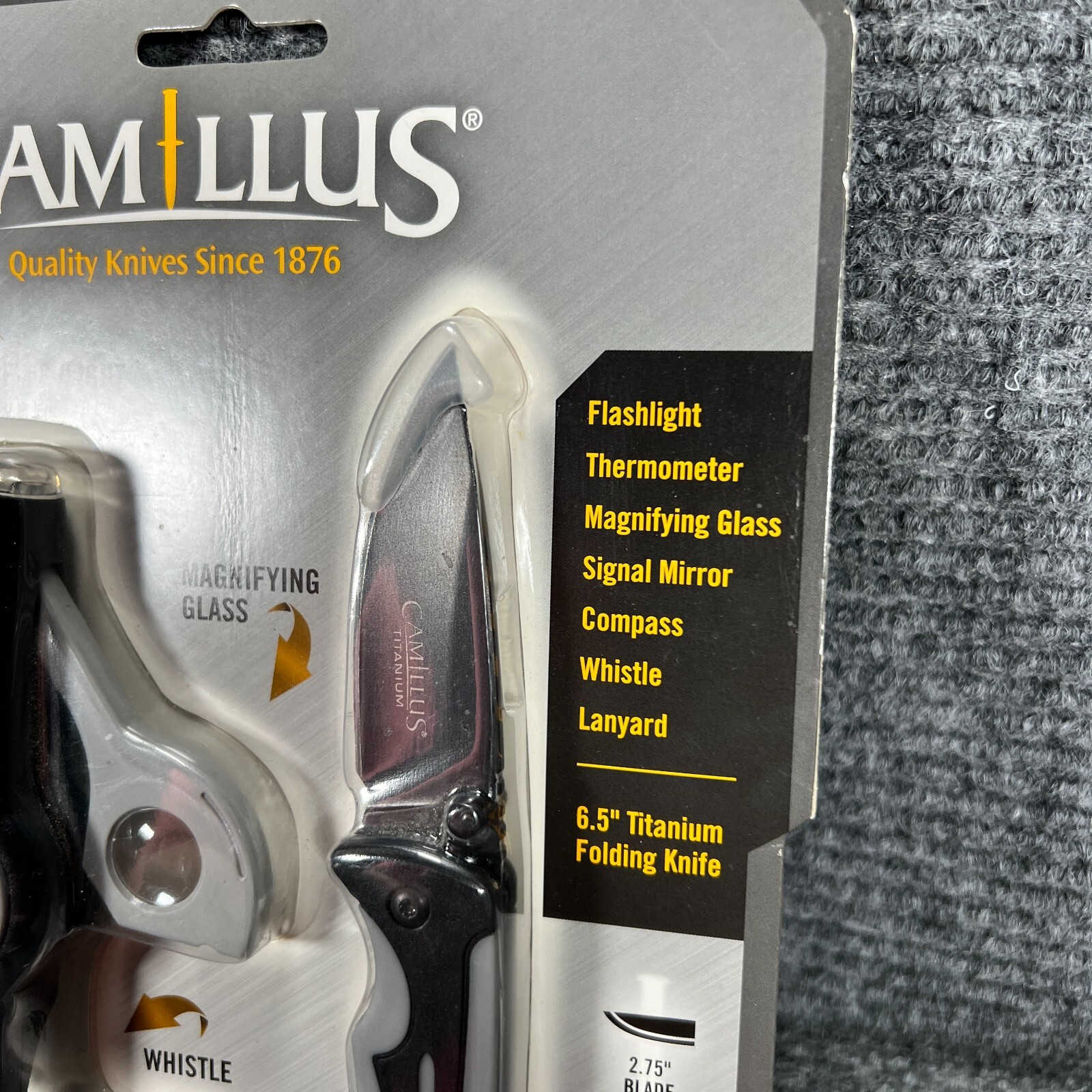Camillus Nimble II Survival Kit Knife, Compass, Mirror, Thermometer New