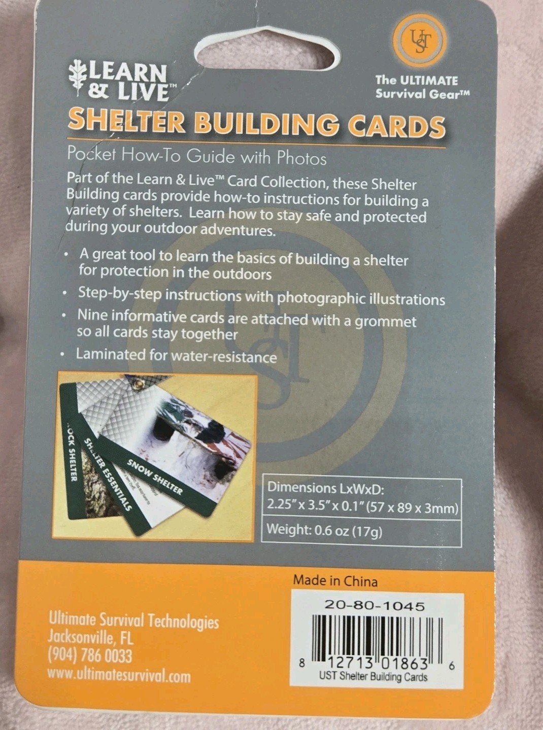 UST Shelter Building Cards Multicolor Water-Resistant Step-by-Step Outdoor Guide