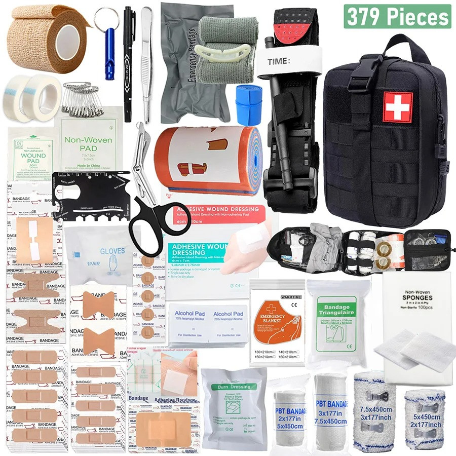 379pcs Survival First Aid Kit – Full Set Outdoor Gear Emergency Trauma Bag