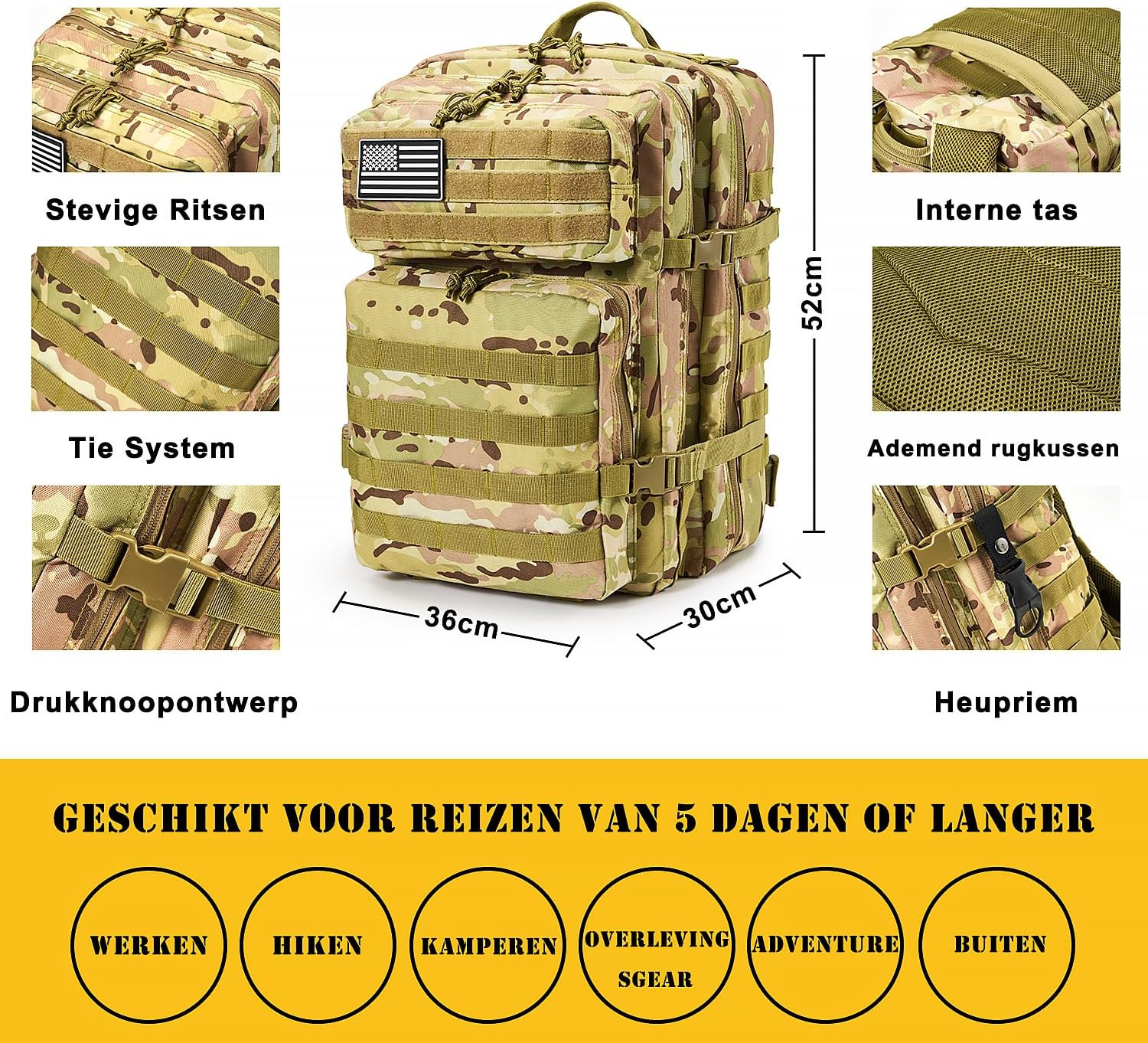 Survival First Aid Kit,99Pcs Professional Survival Gear Large Hiking Backpack wi