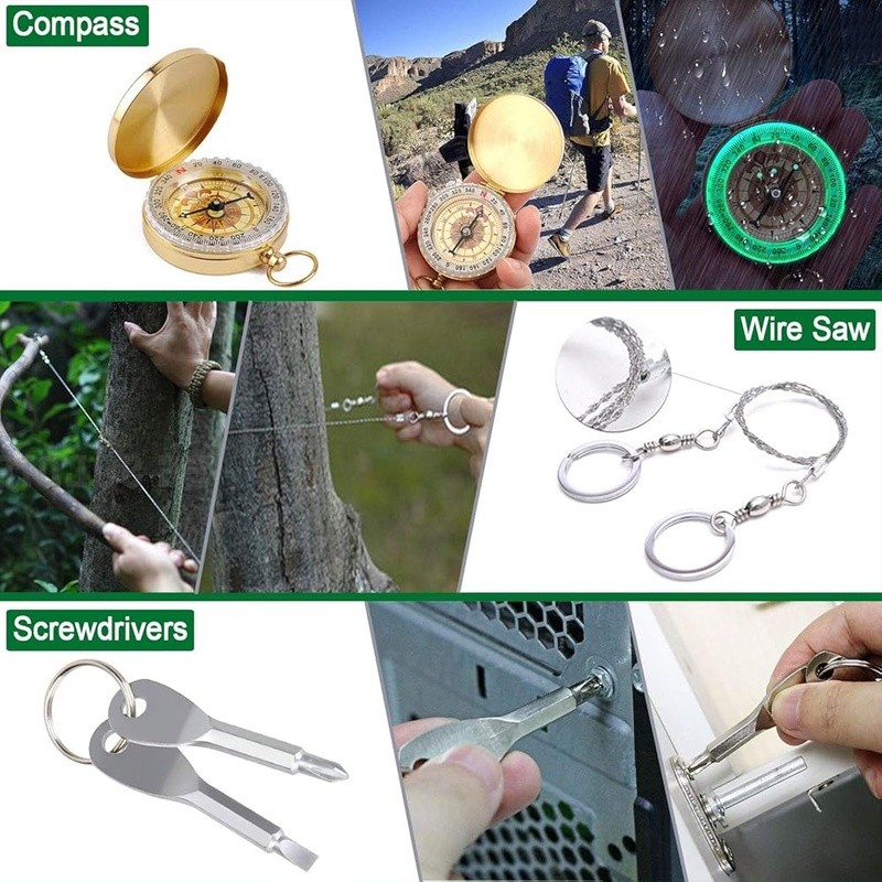 Tactical Survival Gear Kit 35-Piece Tools Portable Emergency Outdoor Adventure