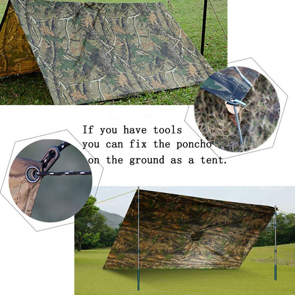 Waterproof RipStop Hooded Rain Poncho Outdoor Multi-Use Camping Hiking