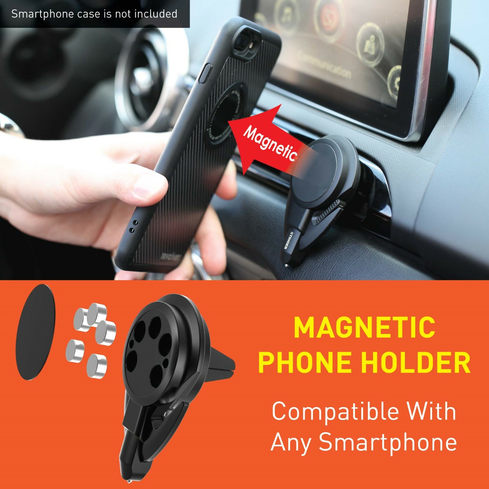 Life-Saving Rescue Car Escape Tool: Vent Mount Smartphone Holder, Window Breaker