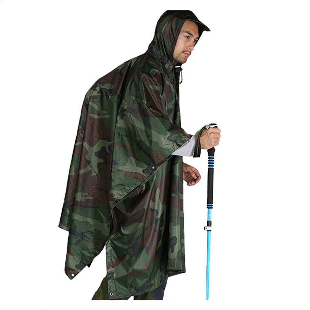 Waterproof RipStop Hooded Rain Poncho Outdoor Multi-Use Camping Hiking