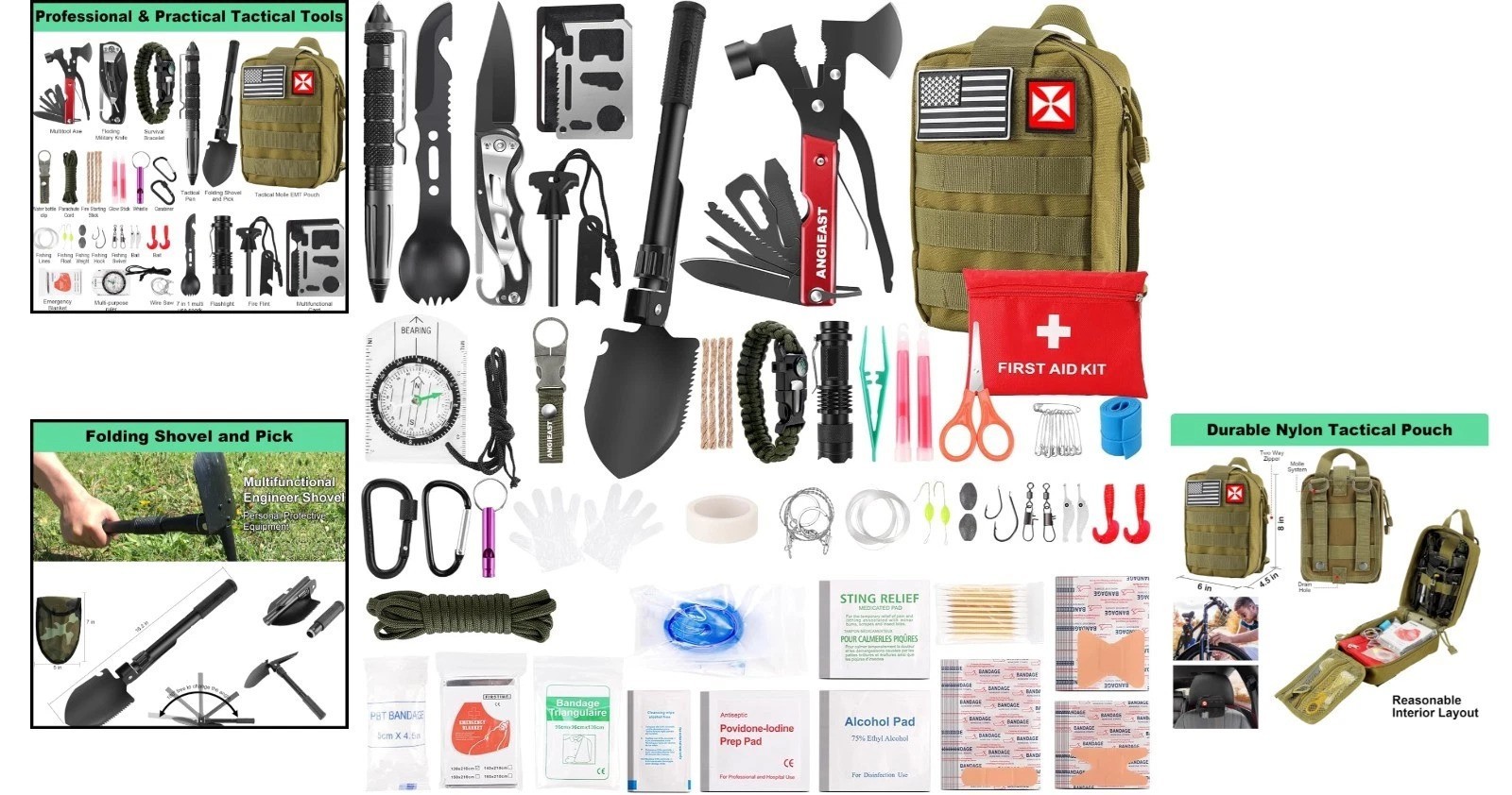 Comprehensive 256-in-1 First Aid & Survival Kit with Molle Pouch for Outdoor Use