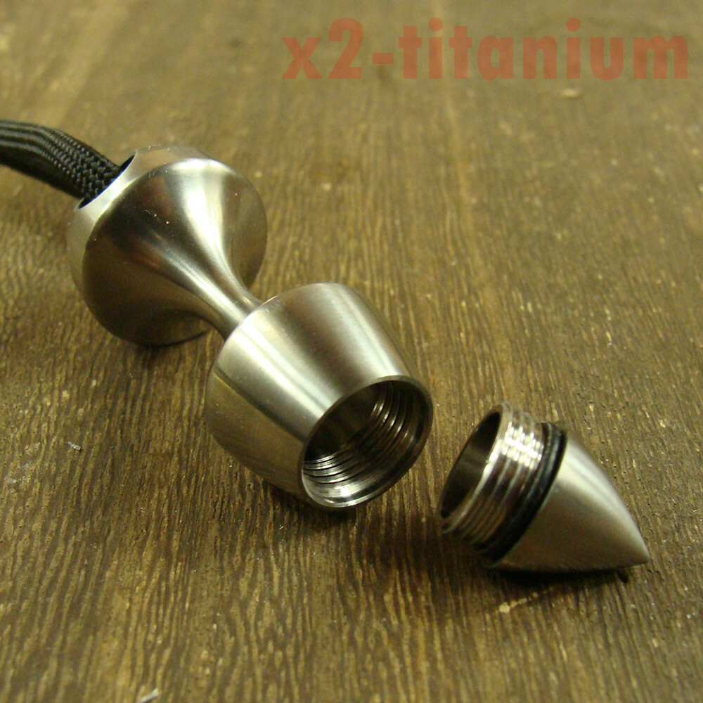Titanium cone shaped Waterproof Capsule pill Bottle Lanyard bead inverted XH710