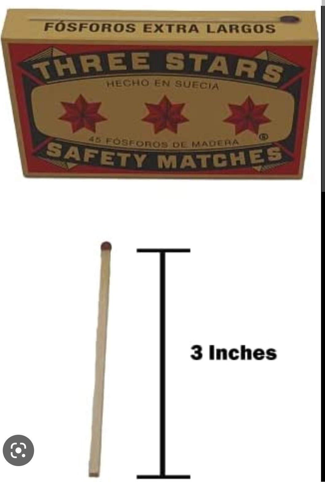 Swedish Match Three Stars Extra Long Safety Matches 6 Packs of 45 Strike each PK