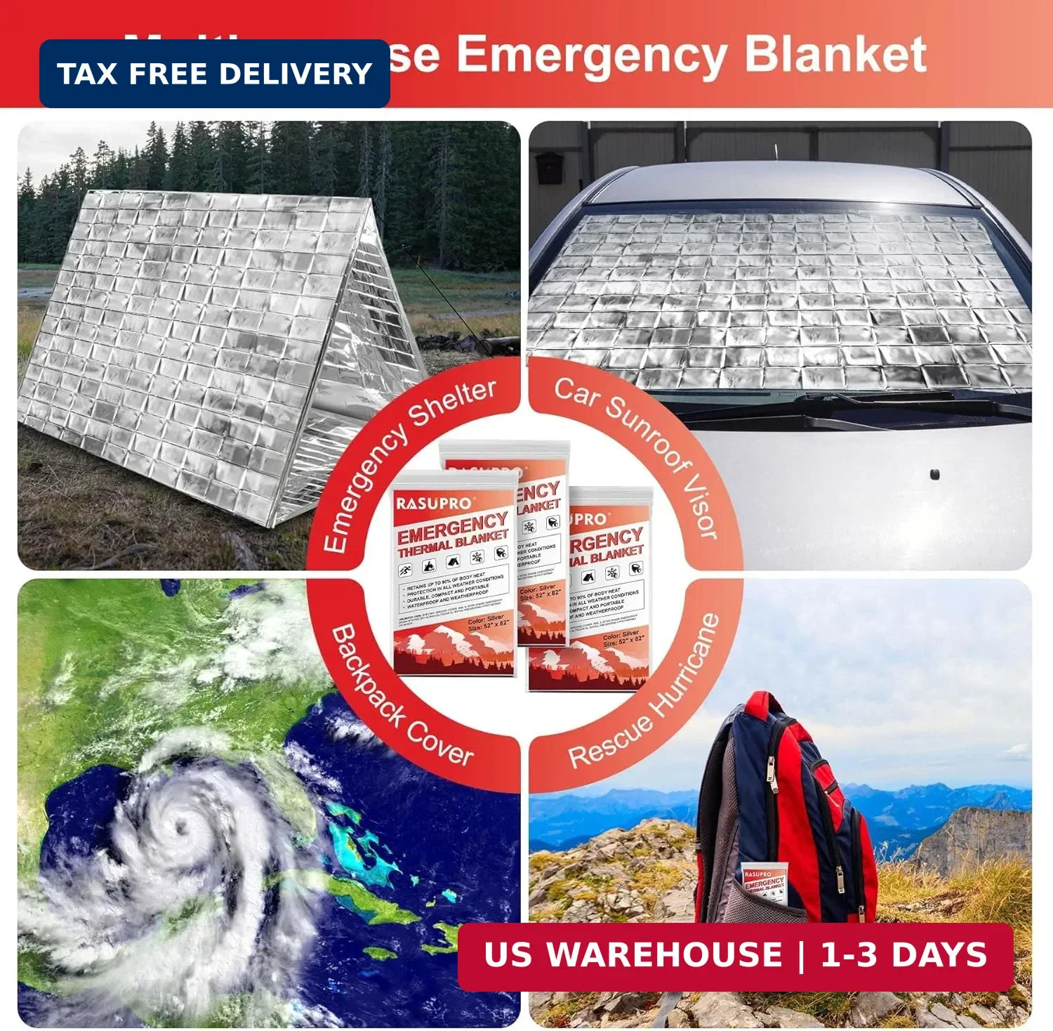 9 Pack Emergency Blankets, Outdoor Survival Emergency Insulated Gear, Mylar Ther