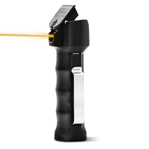 Pepper Gel for Self Defense,18-Foot Range, Flip-Top Safety, Belt Clip, black
