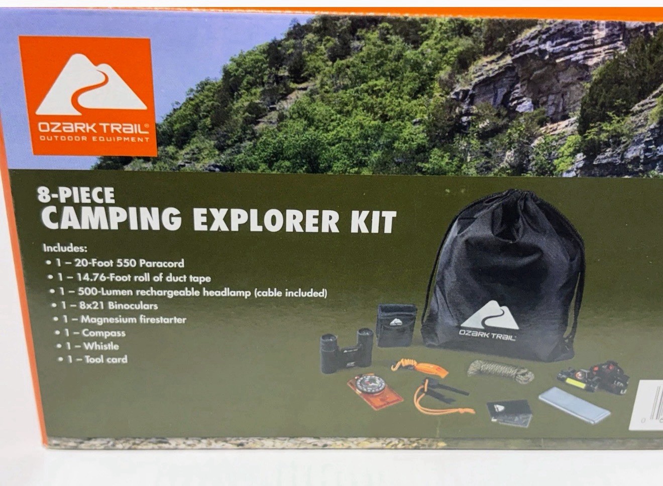 Ozark Trail 8-Piece Survival Kit Black Headlamp Binoculars Firestarter