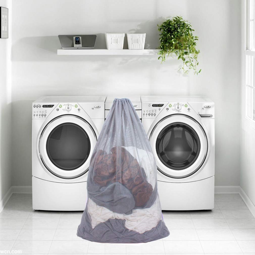 DuomiW 2 Pack Mesh Laundry Bags, 24 x 36 Inches Heavy 24 x 36 Inches, Grey