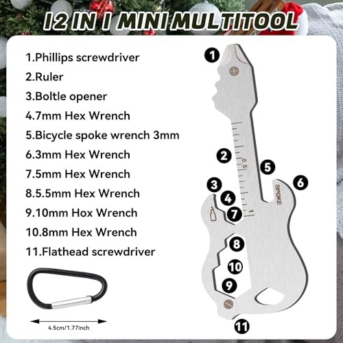 12 Pcs Credit Card Tool Novelty Stocking Stuffer Wallet Silver Guitar