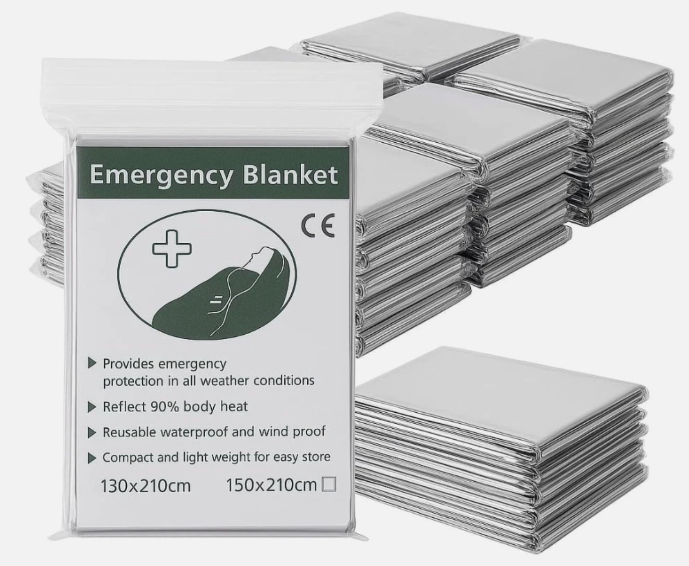 10pc Emergency Mylar Thermal Blankets Survival Aid Military Homeless 83″ x 51″