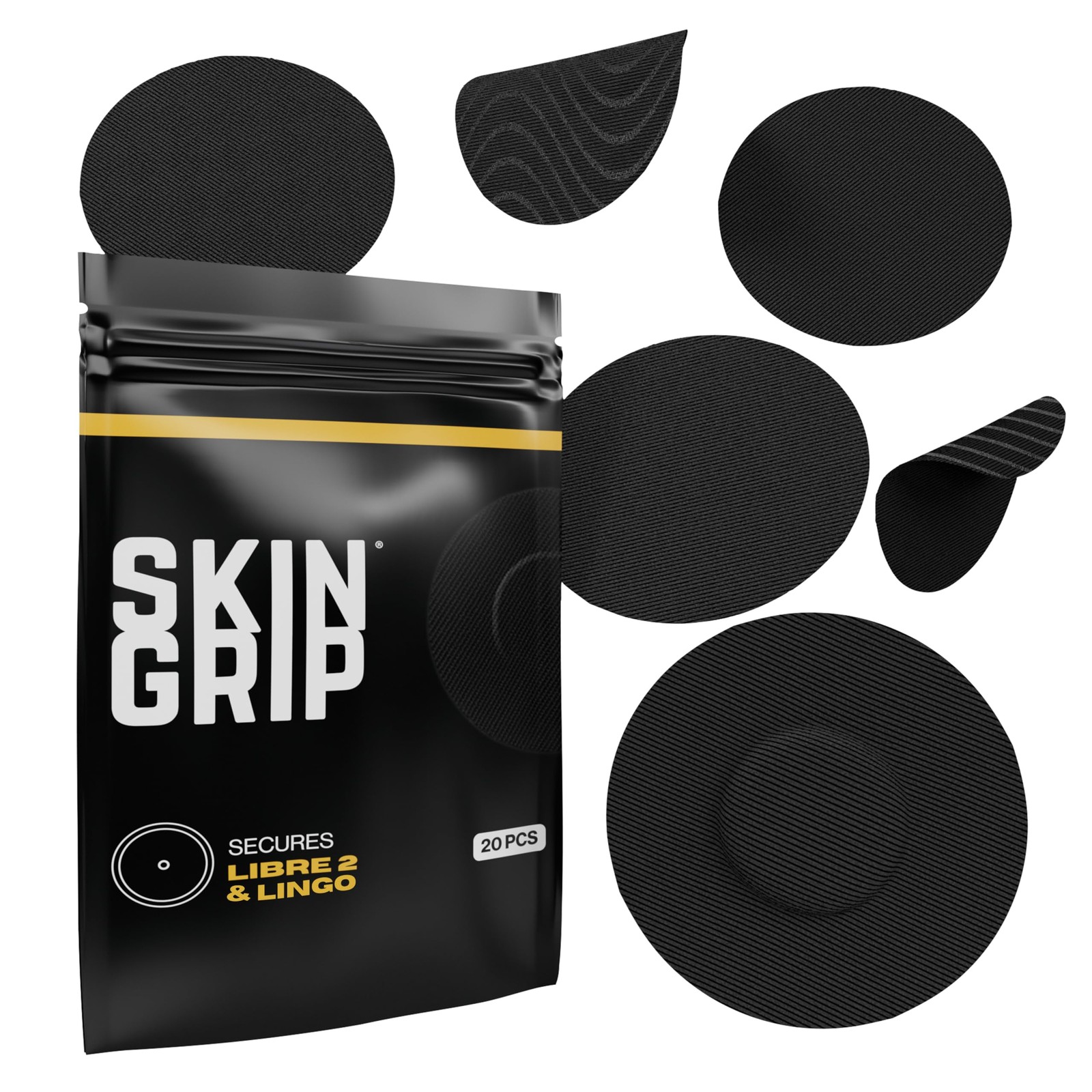 20 Count Black Adhesive Freestyle Libre Patch Waterproof Sweatproof Diabetic