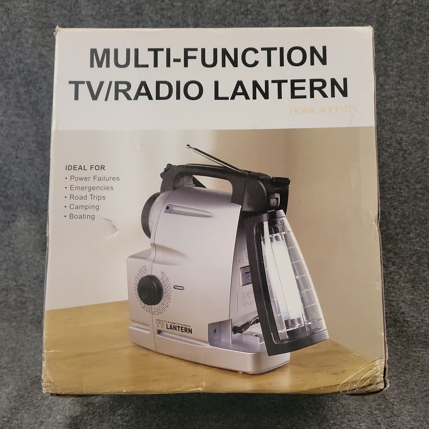 Multi-Function Camping TV Radio Lantern Flashlight Siren AC/Battery NOS
