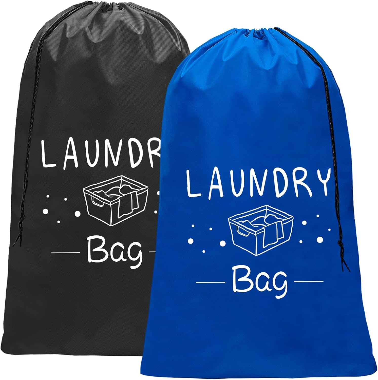 Sylfairy 2 Pack Extra Large Travel Laundry Bag, 24″ x x 36″, Navy+Black