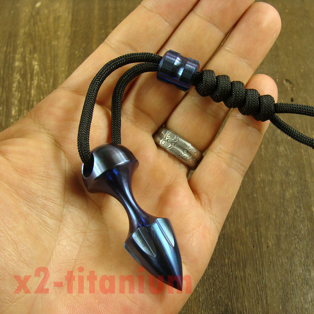 Titanium Blue Waterproof Capsule pill Bottle + Lanyard bead outdoor EDC XH704