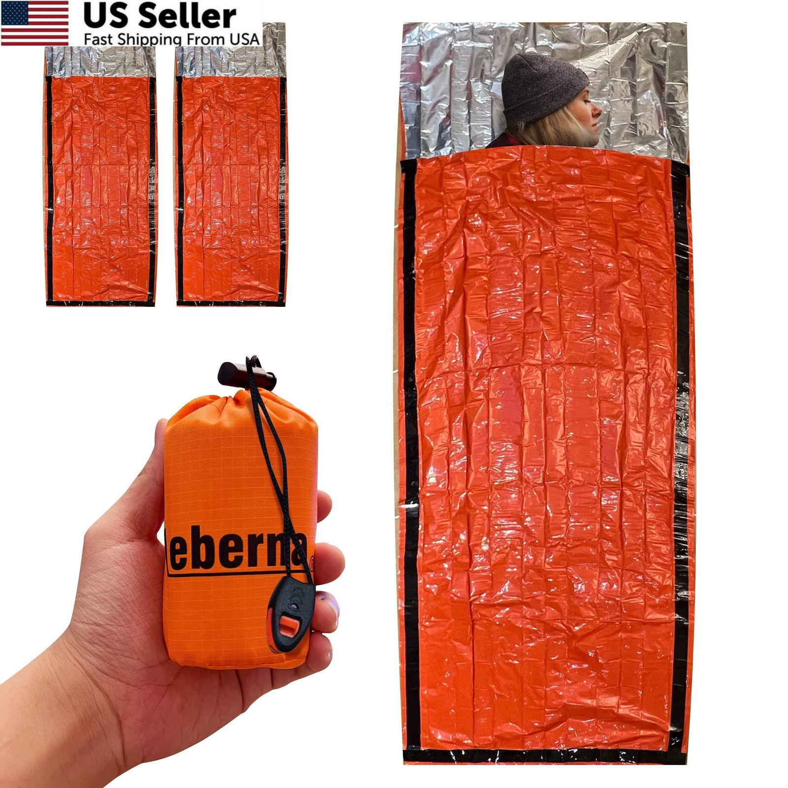 Leberna Emergency Sleeping Bag Survival 2 Pack | 2 Bags, Silver