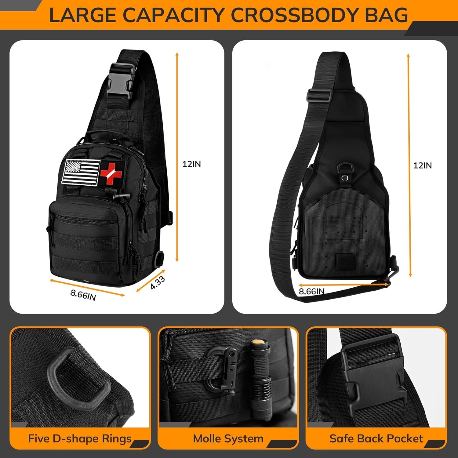 Survival Kit, 250Pcs Survival Gear Supplies w/ First Aid Kit Pouch Crossbody Ba