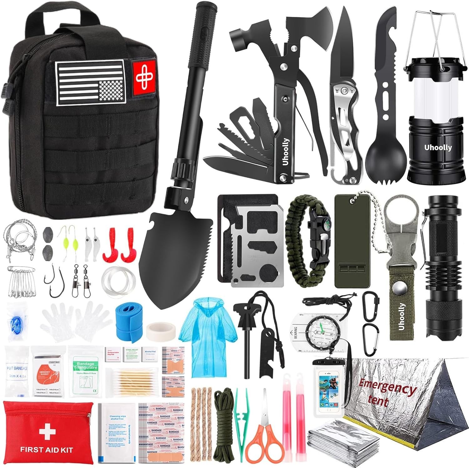 Survival Kit Emergency Gear Equipment 252 pcs First Aid Car Travel Outdoor