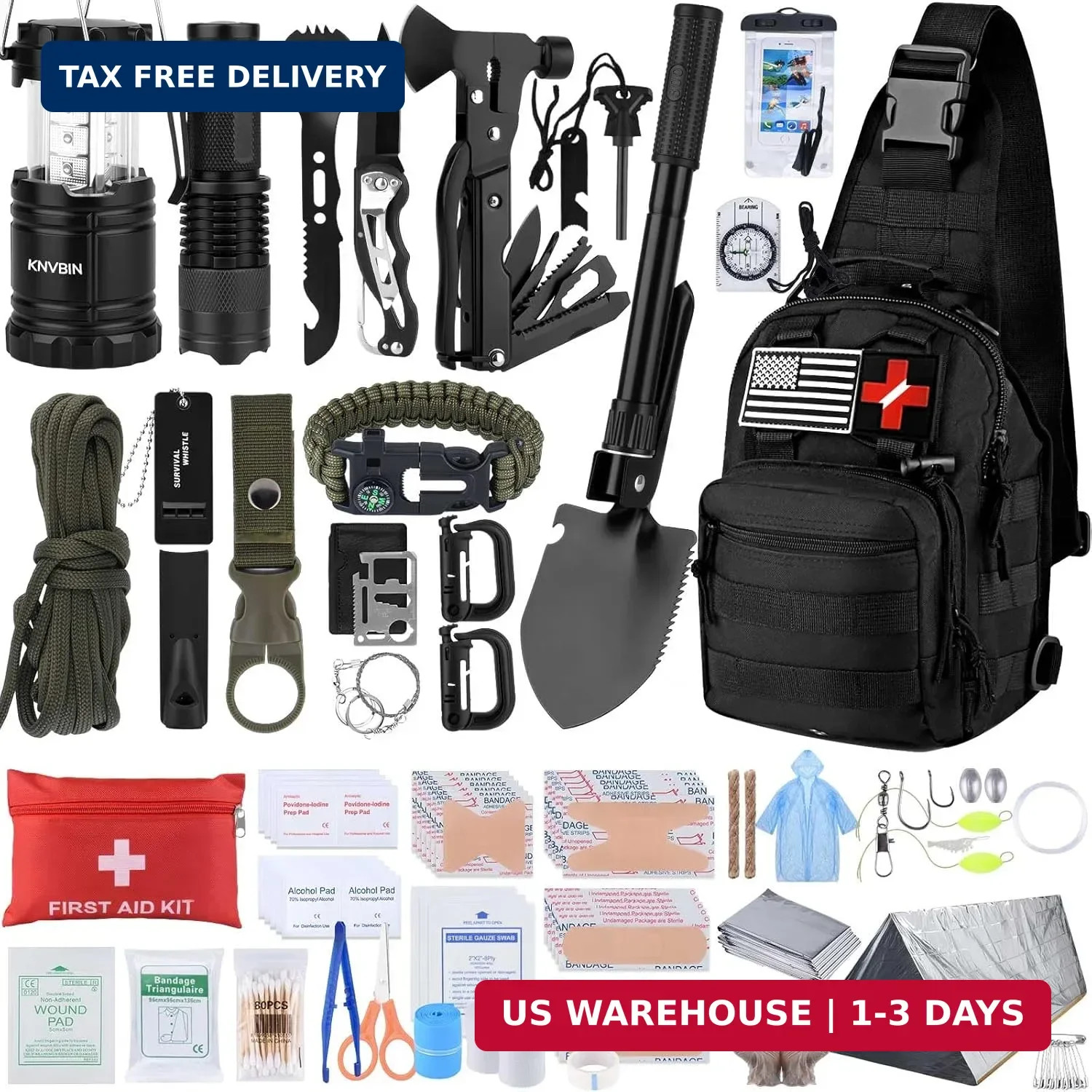 Survival Kit, 250pcs Survival Tools Tactical Gear and Trauma Bag, Survival First