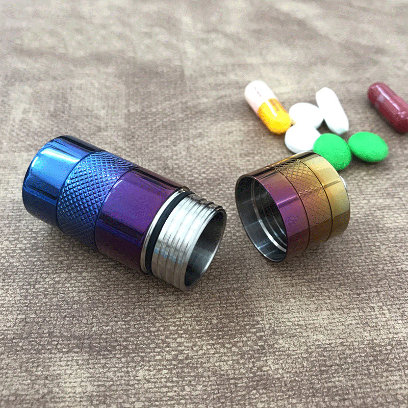 Titanium Portable Waterproof Storage Pill Case Box Capsule Seal Container Tank
