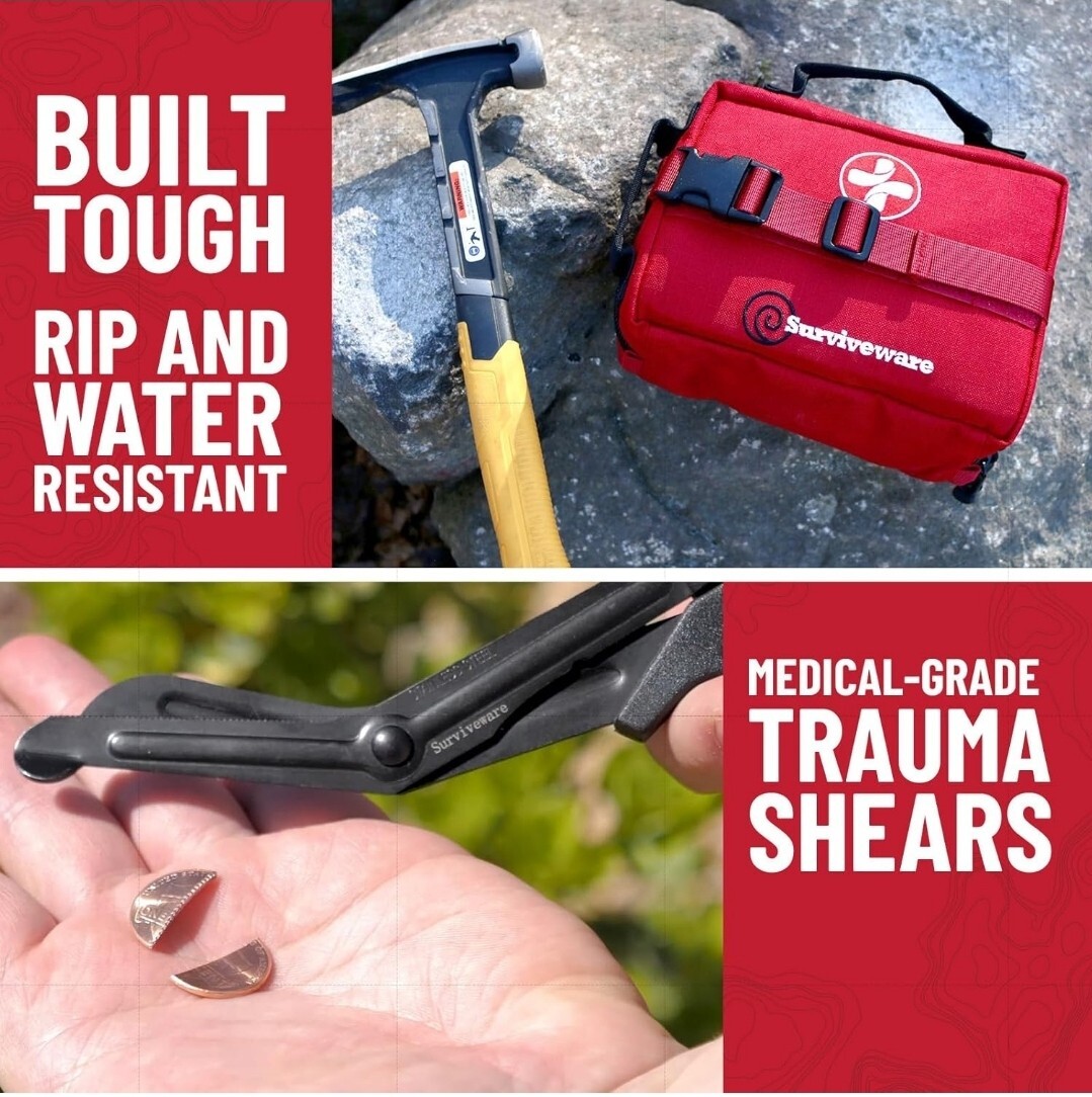 Surviveware 119 Pcs Comprehensive Premium Survival First Aid Kit