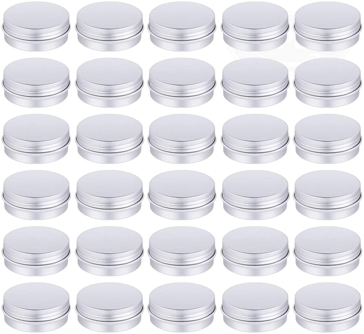 30 pcs Tin Cans Screw Top Round Metal Lip Balm Tins Containers with Lids 1oz