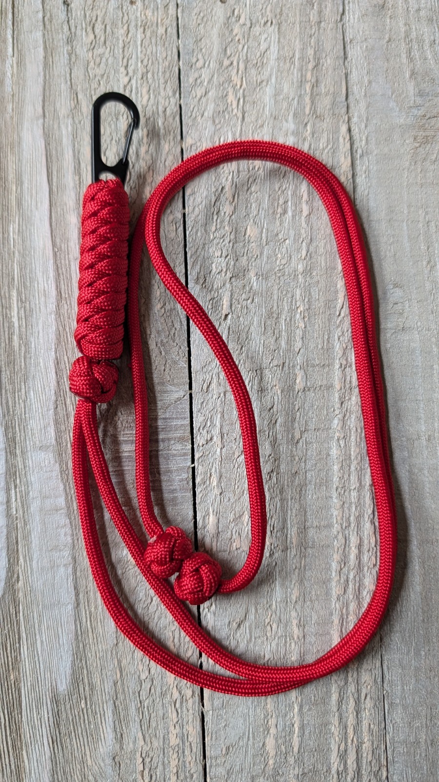 Paracord Neck Lanyard with Clip – Fully Adjustable – Red