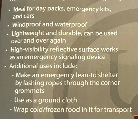 UST Survival Blanket 2.0 with Windproof and Waterproof Material for Emergencies