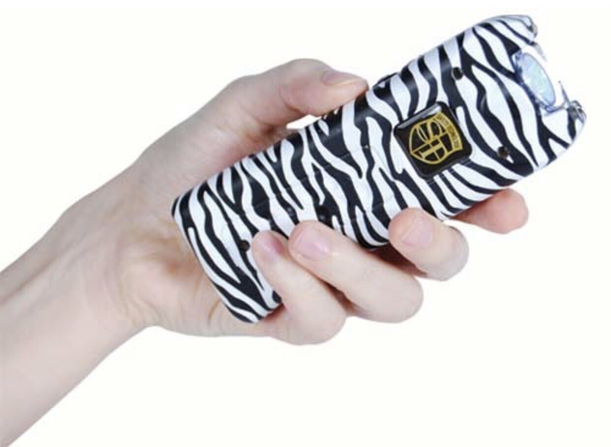 POLICE ZEBRA Rechargeable LED Stun Gun + Case PERSONAL ALARM WOMEN Self Defense