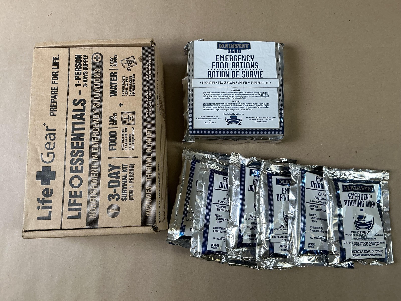 Life+Gear Life Essentials 3-Day Survival Kit 1 Person Food Water